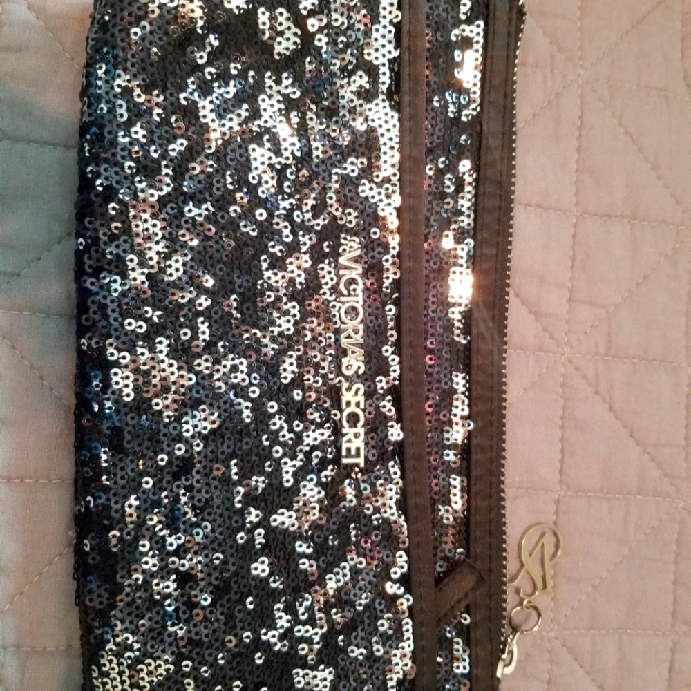 Victoria's secret sequin zippered clutch